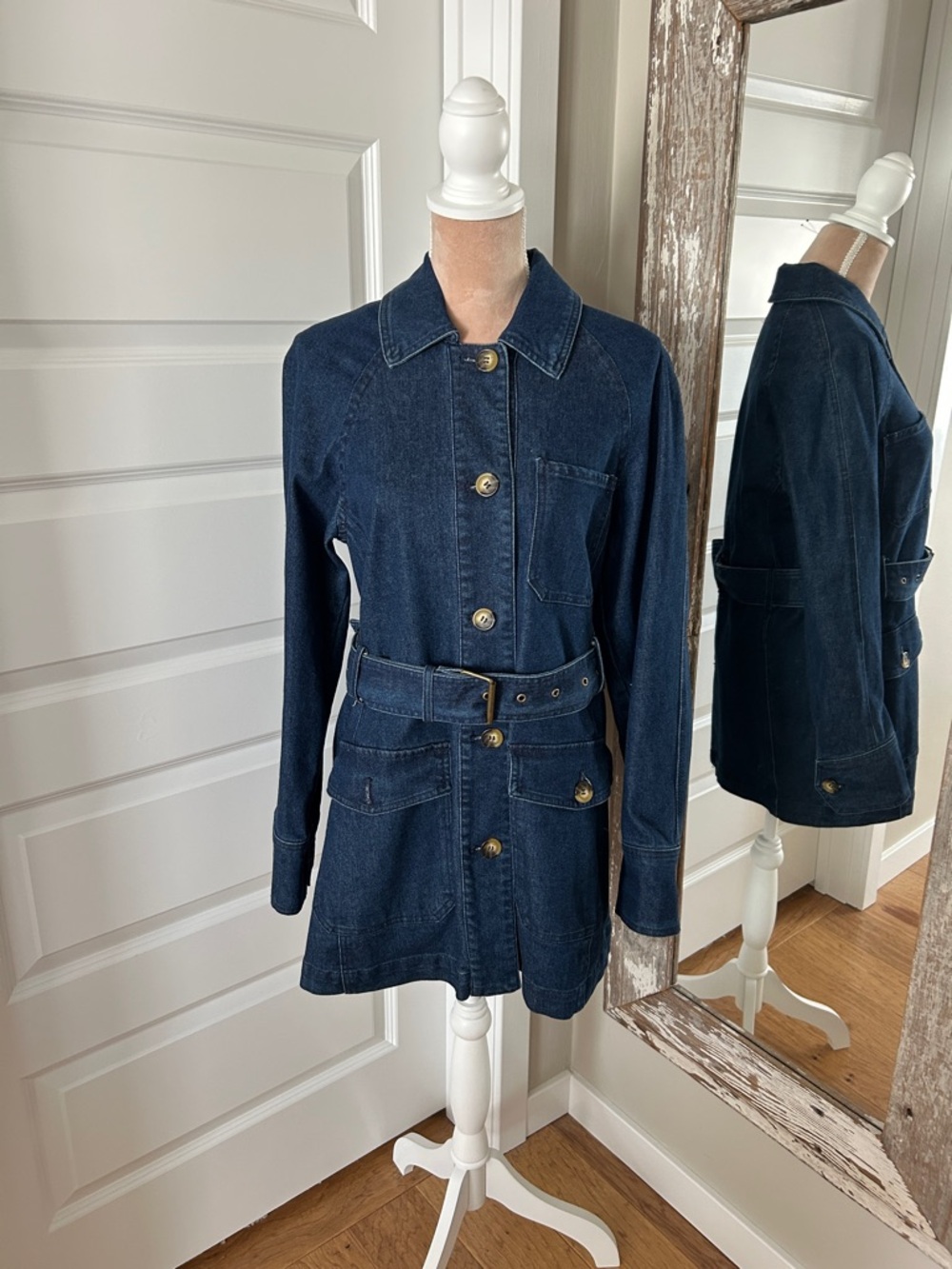Bagatelle  Dark Blue Denim Belted Jacket